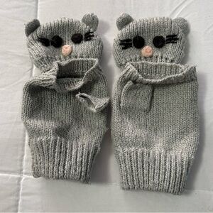 Gray Cat Mittens for Kids
